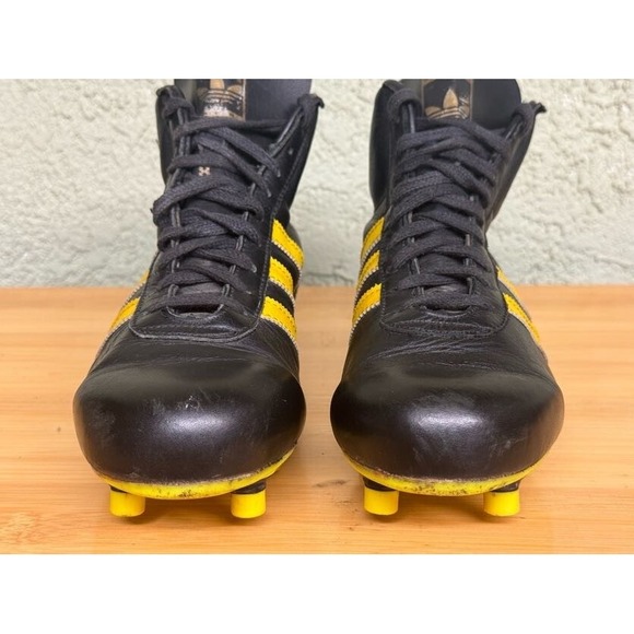 Size 8 - Vintage Adidas Beckenbauer Super Football (Soccer) Cleats Black Yellow - Picture 6 of 13